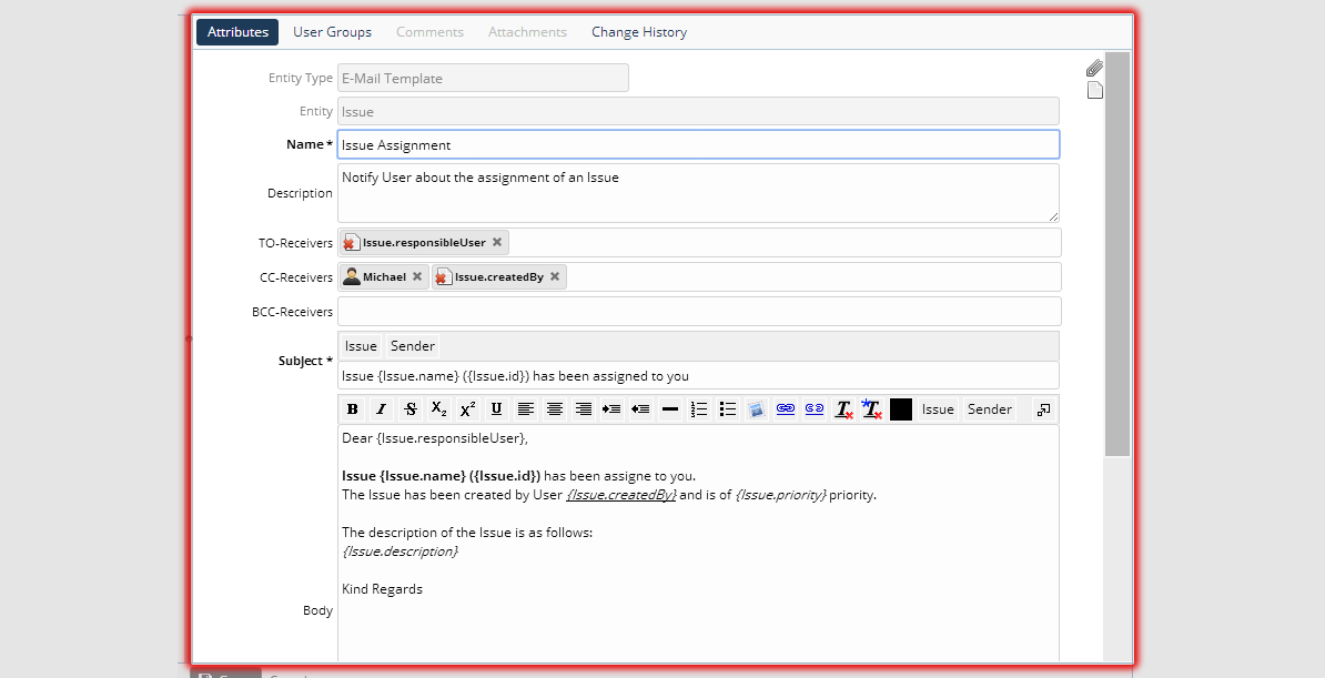 Email notifications in XORICON IssueTracker